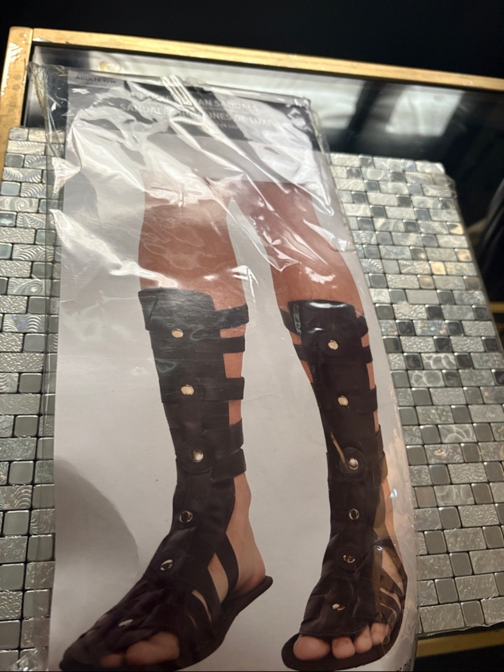 Black Gladiator Knee-High Sandals -